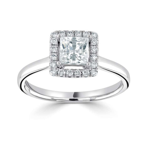 Neva - Princess halo Engagement ring