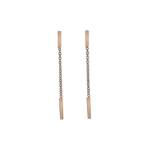 9ct Rose Gold bar & chain Drop Earrings 9ct Rose Gold bar & chain Drop Earrings