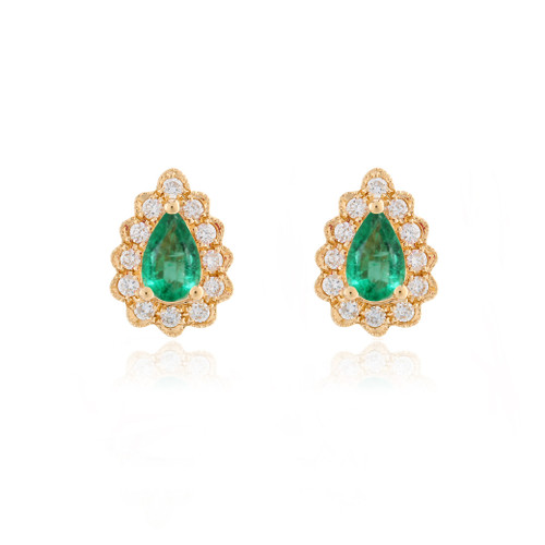 9ct Yellow Gold Diamond & Emerald Earrings 9ct Yellow Gold Diamond & Emerald Earrings