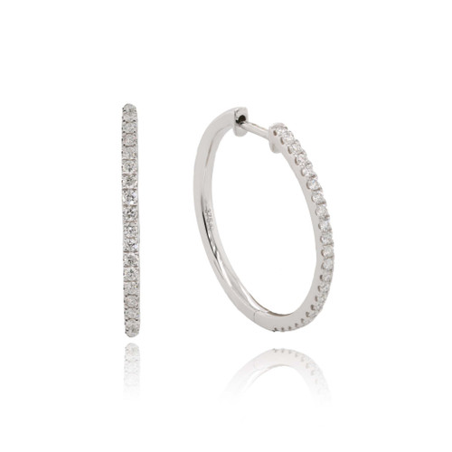 9ct White Gold 44 Diamond Hoop Earrings 9ct White Gold 44 Diamond Hoop Earrings