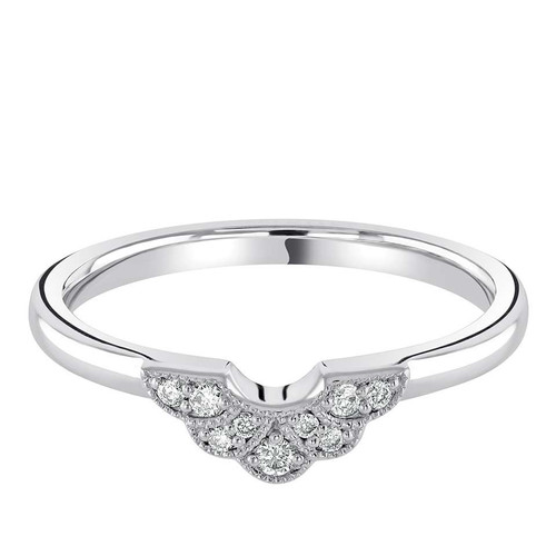 Vintage inspired U shaped Diamond set Wedding Ring