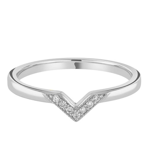 Diamond set V-Shaped Wedding Ring