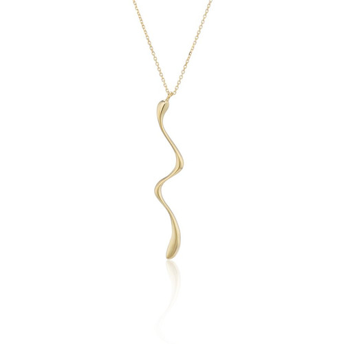 9ct Yellow Gold Plain Snake Pendant Necklace