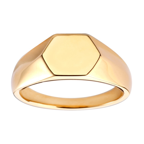 9ct Yellow Gold 10x9mm Hexagonal Signet Ring