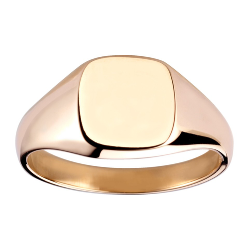 9ct Yellow Gold 9x8mm Cushion Signet Ring