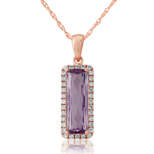 14K Rose Gold Briolette Purple Amethyst Necklace Certified For Sale |  Gemtry | Gemtry