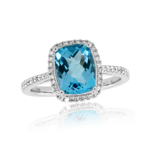 Swiss Blue Topaz & Diamond Heart Ring 1/10 ct tw 10K White Gold | Kay