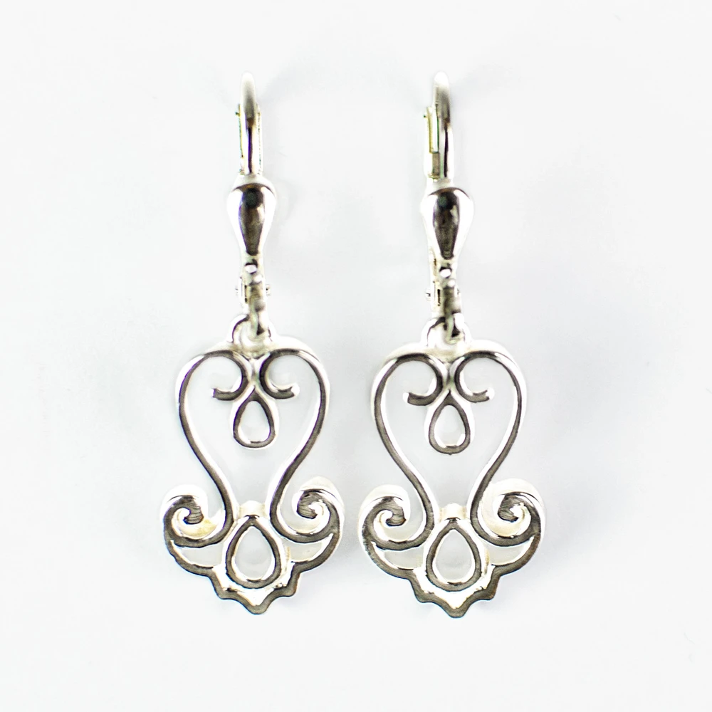 Baroque Filigree Sterling Silver Drop Leverback Earrings | The Shops at Colonial Williamsburg