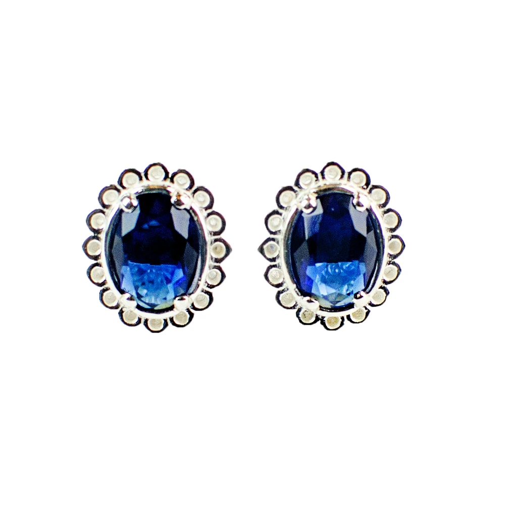 Blue Sapphire Crystal Sterling Silver Stud Earrings | The Shops at Colonial Williamsburg
