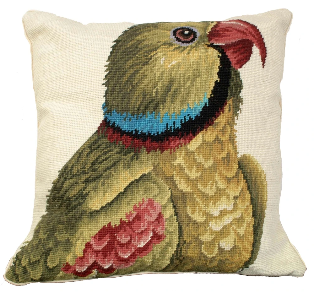 WILLIAMSBURG Parrot Needlepoint Throw Pillow | The Shops at Colonial Williamsburg