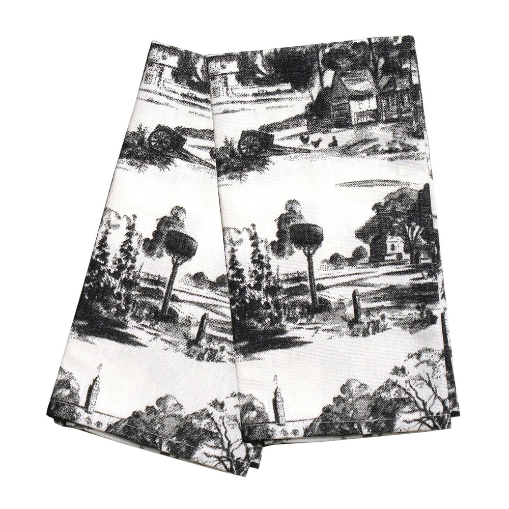 Black Townscape Toile Towels | The Shops at Colonial Williamsburg