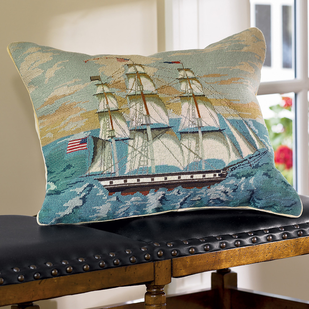 Williamsburg Ship at Full Sail Pillow