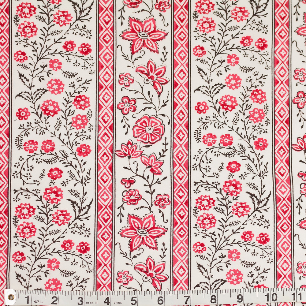 Colonial Williamsburg Reproduction Fabric - Cascading Floral Stripe 100% Cotton Fabric - Product