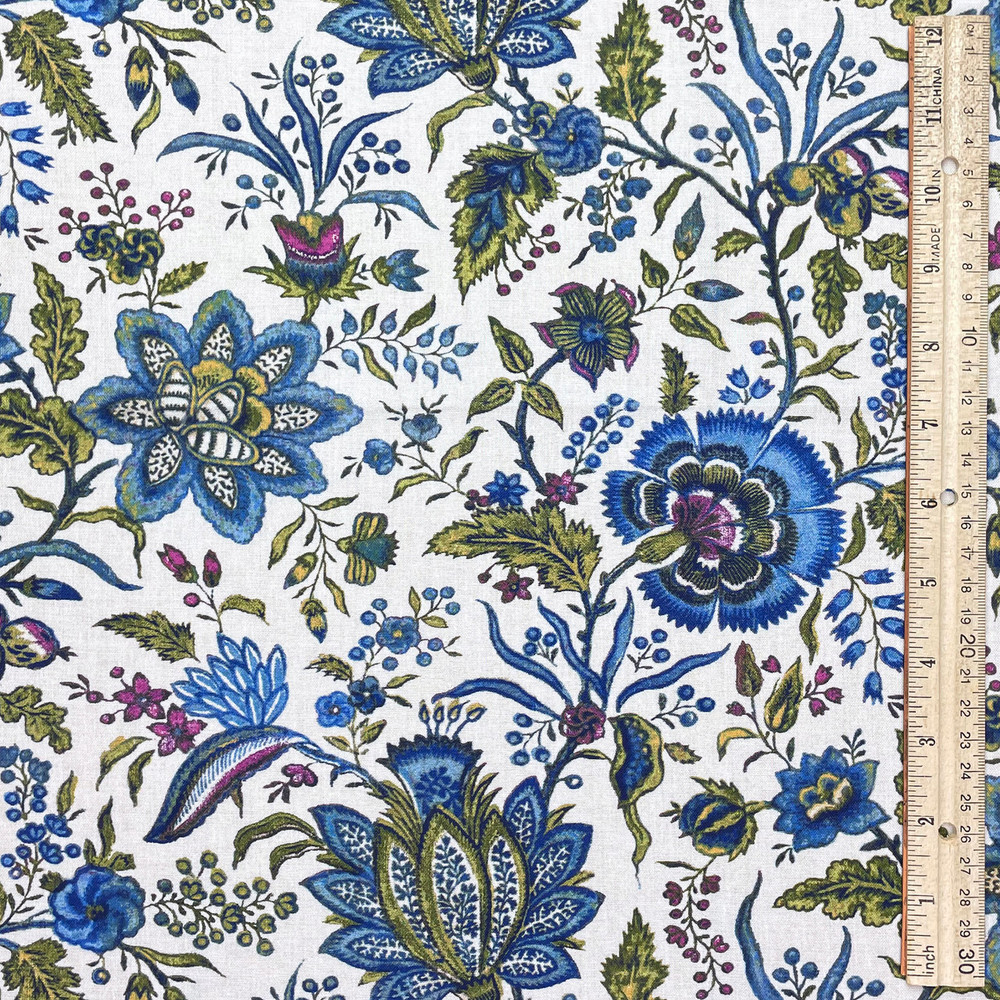 Blue Exotic Flowers Fabric | The Shops at Colonial Williamsburg