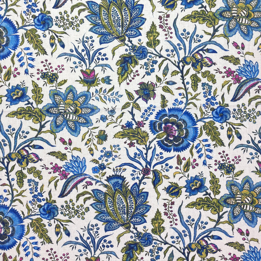 Blue Exotic Flowers Fabric | The Shops at Colonial Williamsburg
