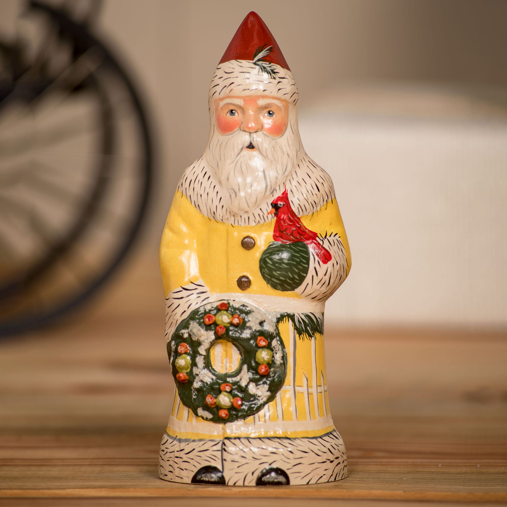 Vaillancourt Yellow Santa with Cardinal | The Shops at Colonial Williamsburg