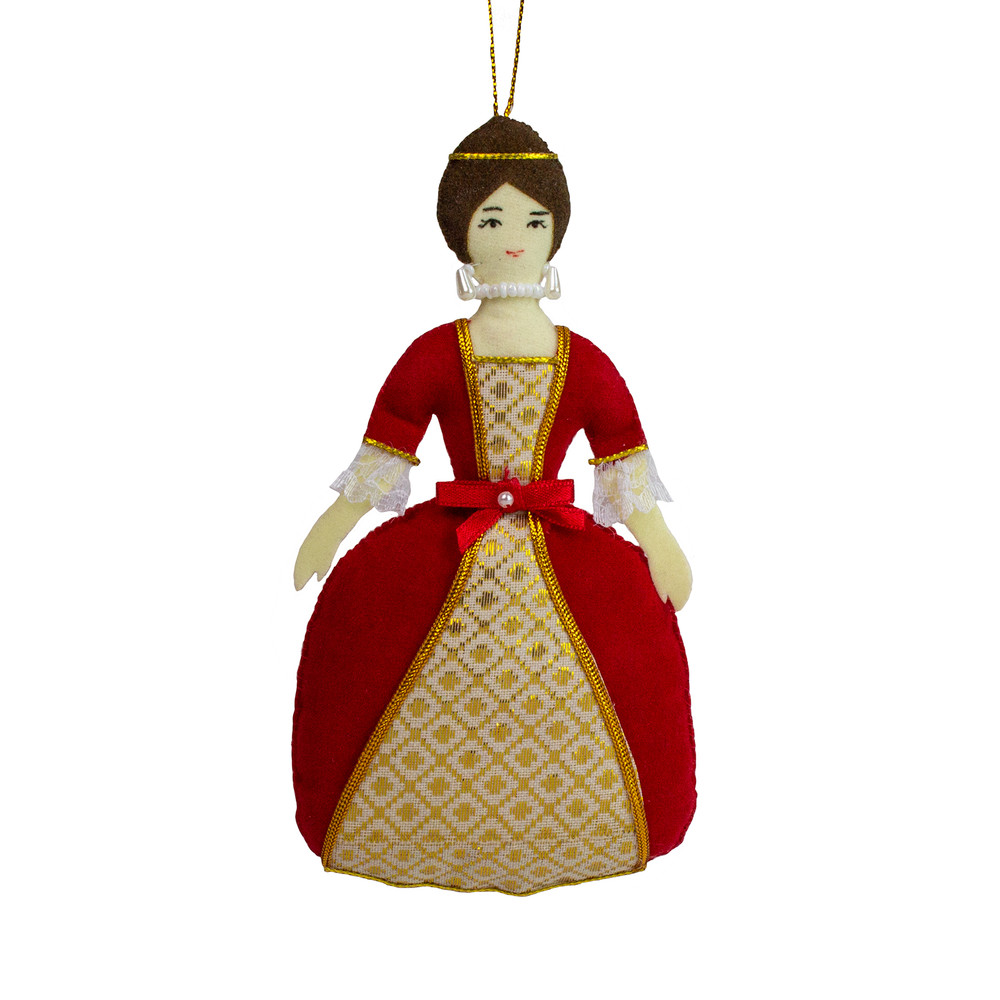 Dancing Lady Red and Gold Fabric Ornament