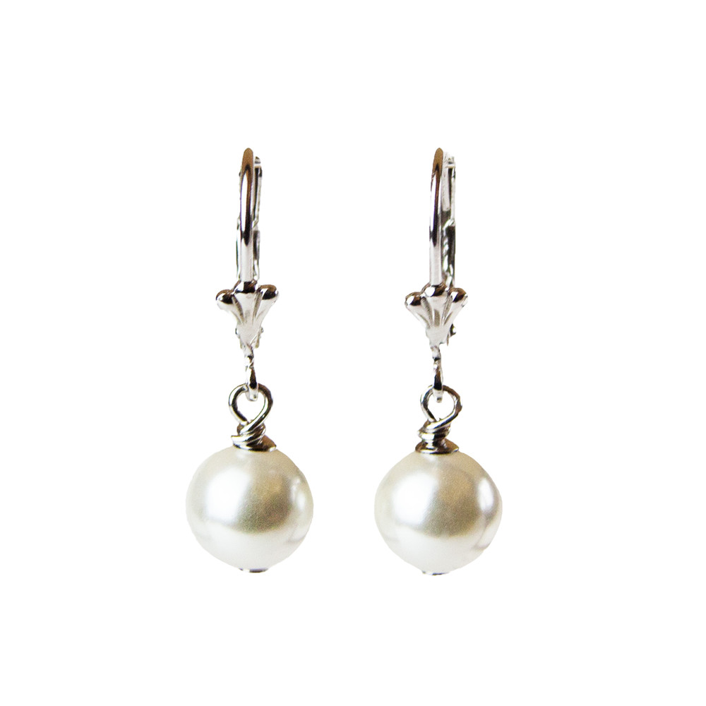 White Freshwater Pearl Drop Earrings