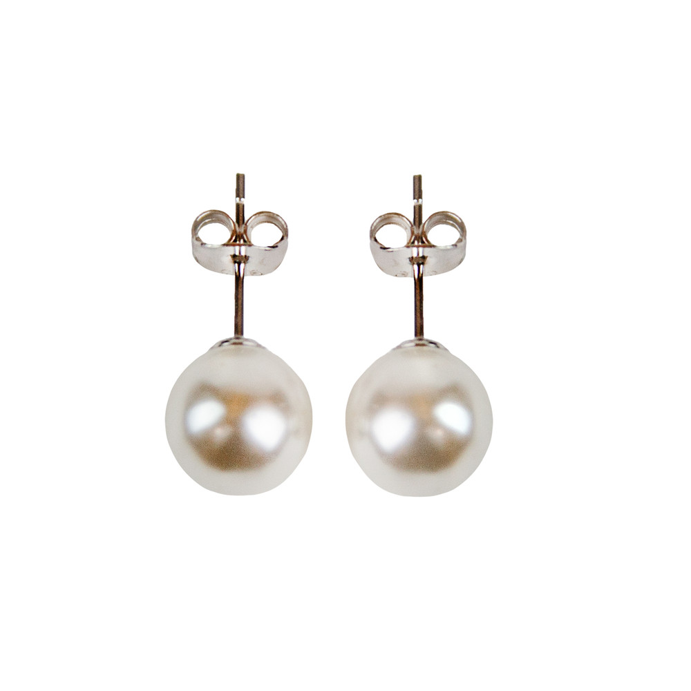 White Freshwater Pearl Post Earrings