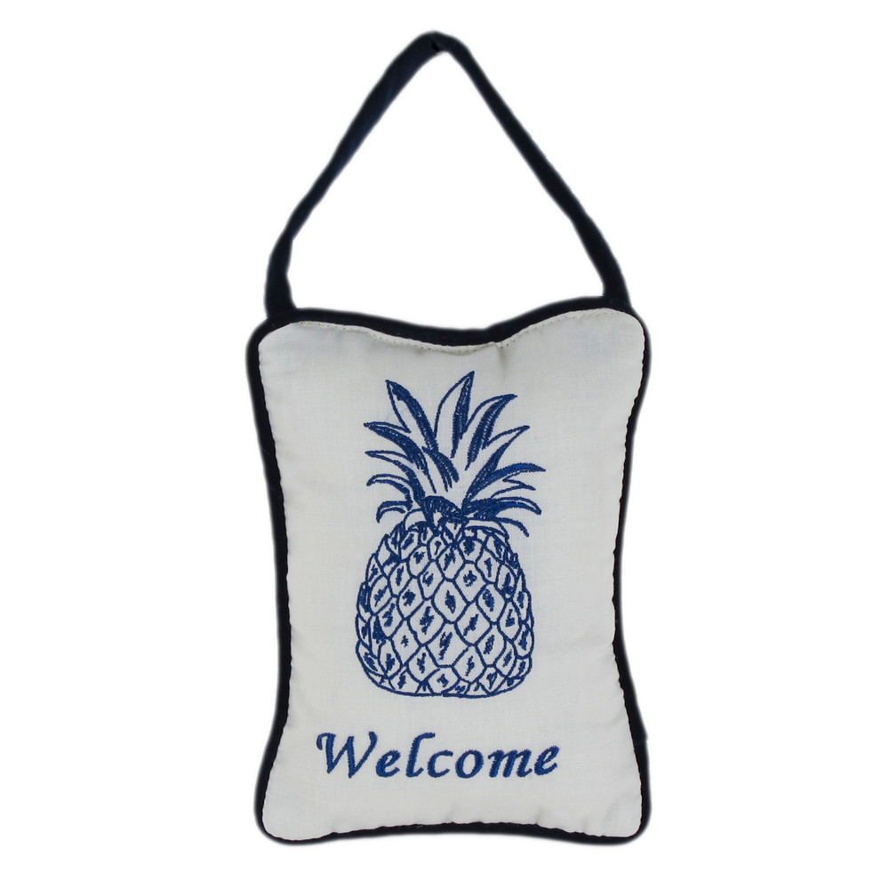 Blue Pineapple Door Hanger Embroidered Pillow | The Shops at Colonial Williamsburg