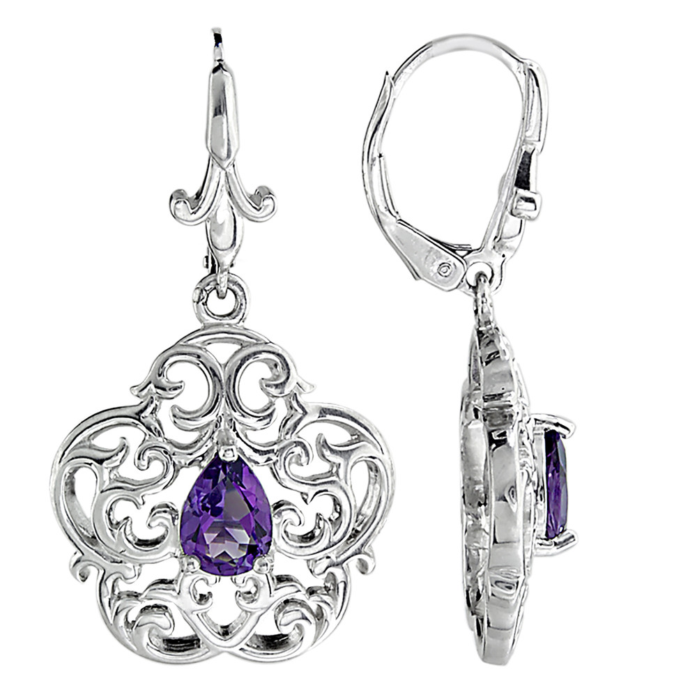 Ellicott Clock Case Sterling Silver Earrings with Amethyst | The Shops at Colonial Williamsburg