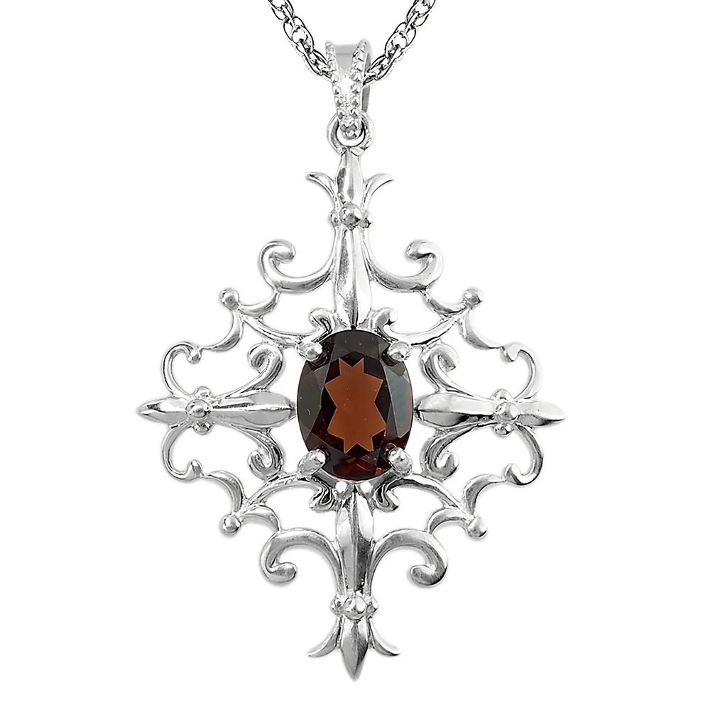 Sterling Silver Capitol Detail Pendant with Garnet | The Shops at Colonial Williamsburg