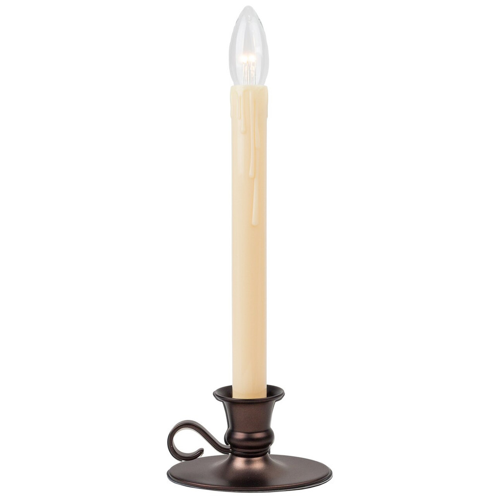 Ivory and Bronze Chamber Stick Lighted Window Candle | The Shops at Colonial Williamsburg