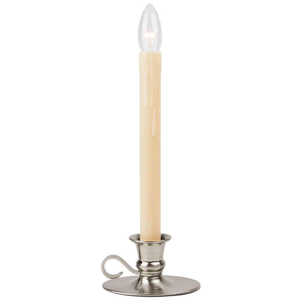 Ivory and Nickel Chamber Stick Lighted Window Candle | The Shops at Colonial Williamsburg