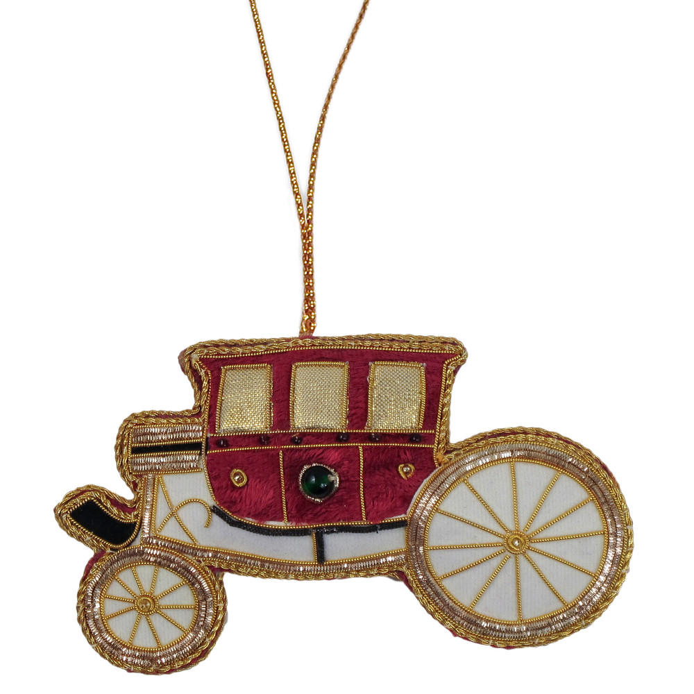 Maroon Carriage Fabric Ornament | The Shops at Colonial Williamsburg