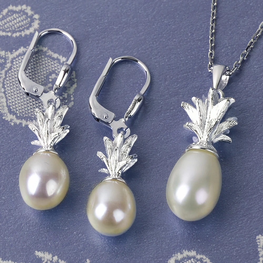 Pineapple and White Pearl Sterling Silver Drop Earrings | The Shops at Colonial Williamsburg