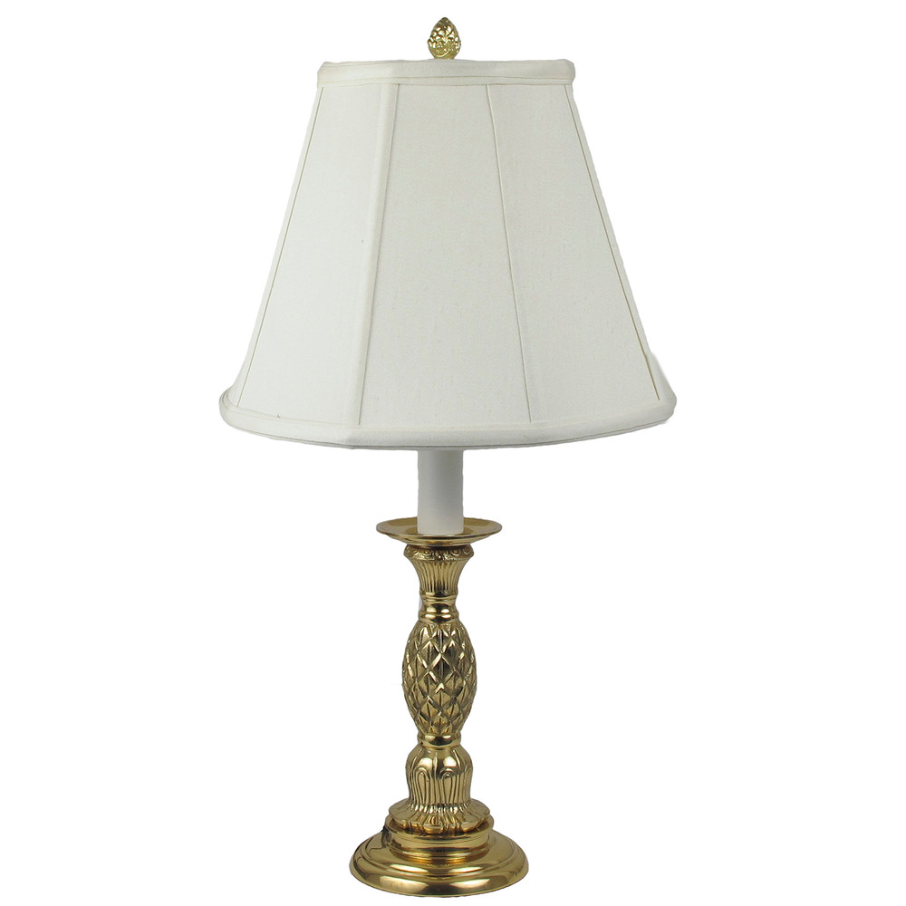 Brass Pineapple Candlestick Lamp with White Shade