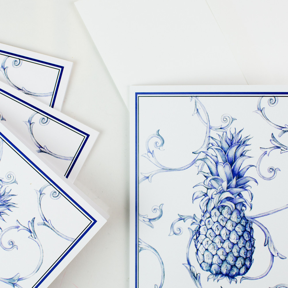 Blue Pineapple Note Cards by Marcia Long | The Shops at Colonial Williamsburg