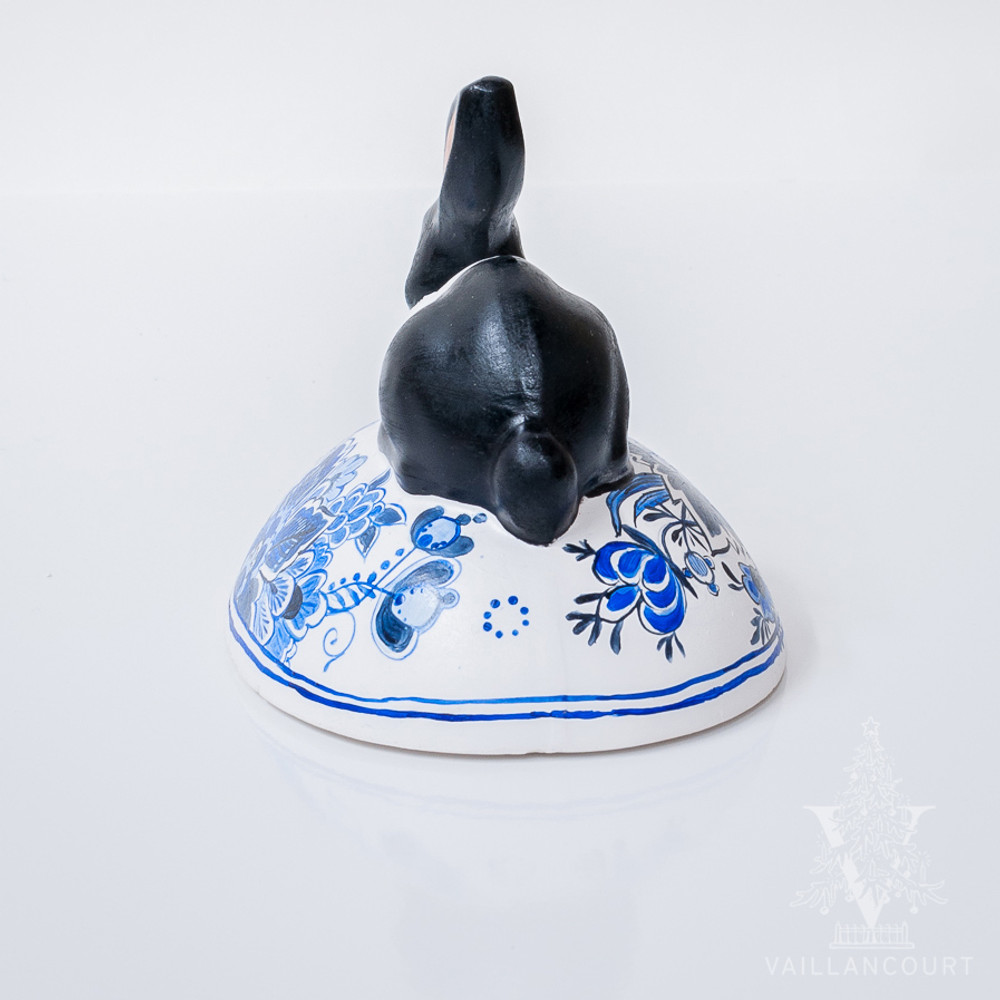 Vaillancourt Black and White Bunny on Delft Egg - large | The Shops at Colonial Williamsburg