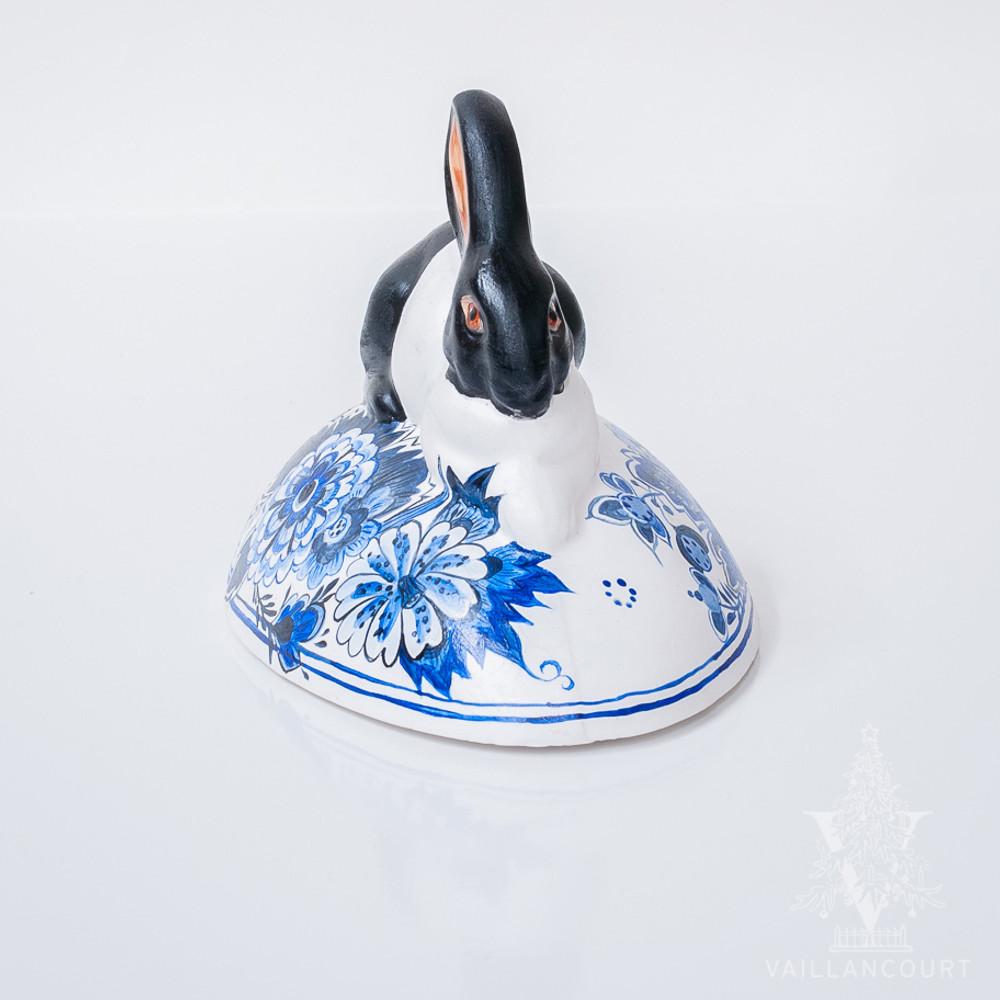Vaillancourt Black and White Bunny on Delft Egg - large | The Shops at Colonial Williamsburg