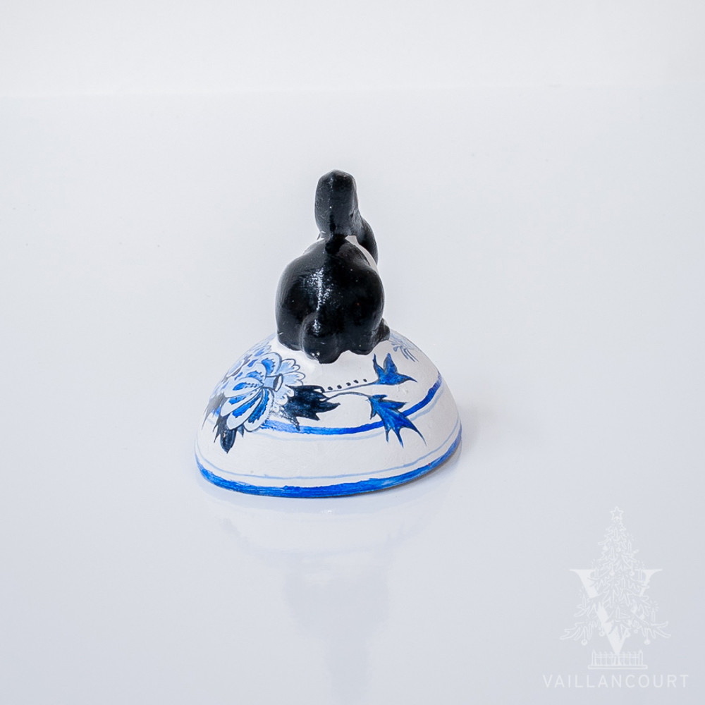Vaillancourt Black and White Bunny on Delft Egg - small | The Shops at Colonial Williamsburg