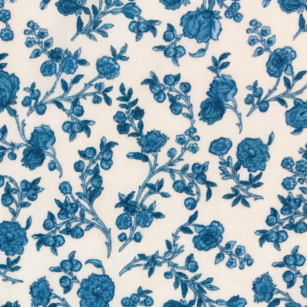 Hamilton Floral Blue Reproduction Fabric | The Shops at Colonial Williamsburg