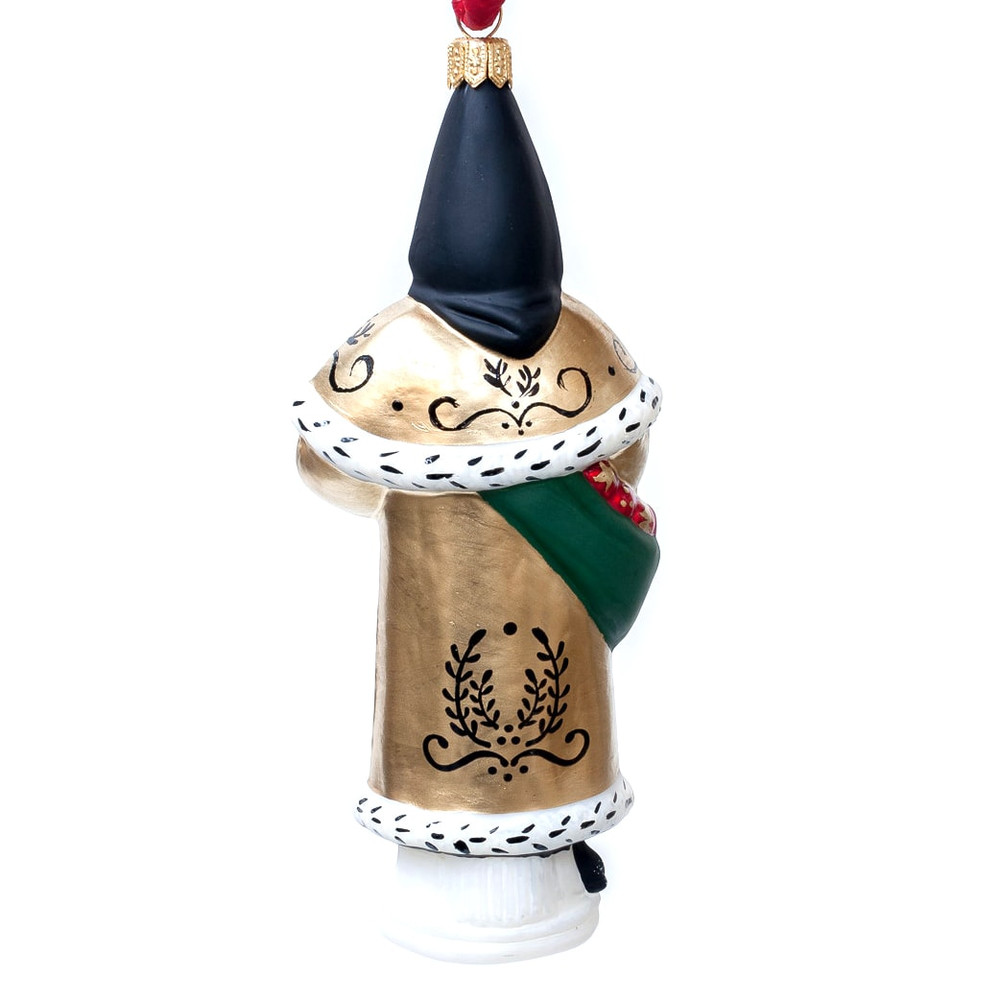 Vaillancourt Jingle Ball Ornament - Golden Colonial Santa with Ornaments | The Shops at Colonial Williamsburg