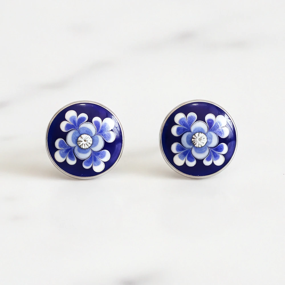 Blue & White Flower Crystal Stud Earrings | The Shops at Colonial Williamsburg