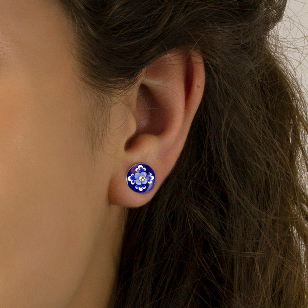 Blue & White Flower Crystal Stud Earrings | The Shops at Colonial Williamsburg