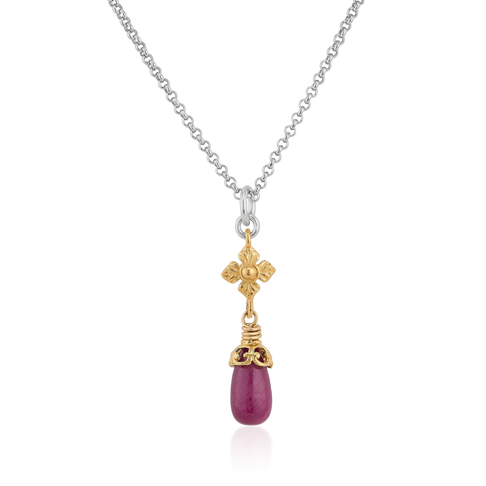 Ruby Two-Tone Necklace with Flower Detail | The Shops at Colonial Williamsburg
