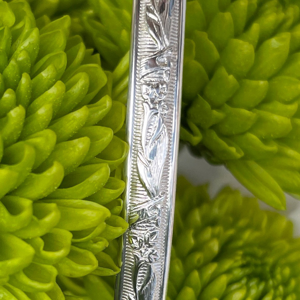 Daffodil & Leaf Pattern Sterling Silver C-Band Bracelet - Adult | The Shops at Colonial Williamsburg