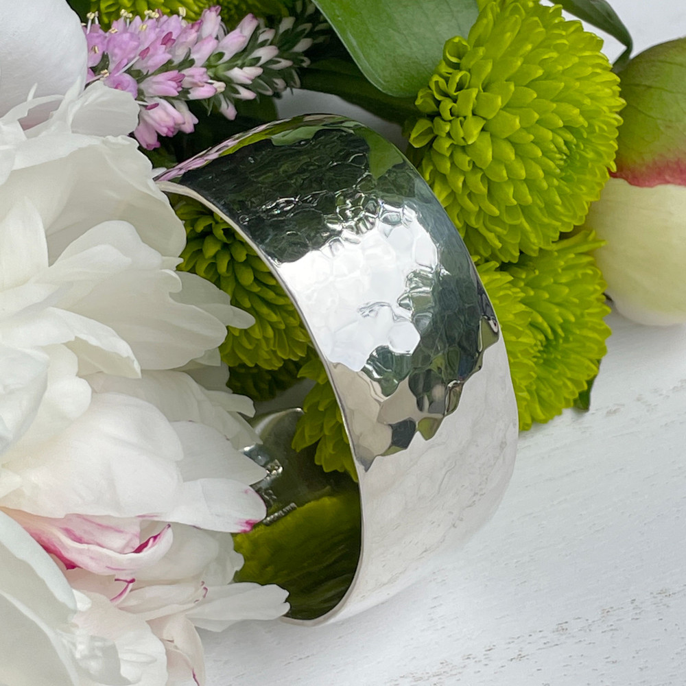 Hammered Wide Sterling Silver C-Band Bracelet - Adult | The Shops at Colonial Williamsburg