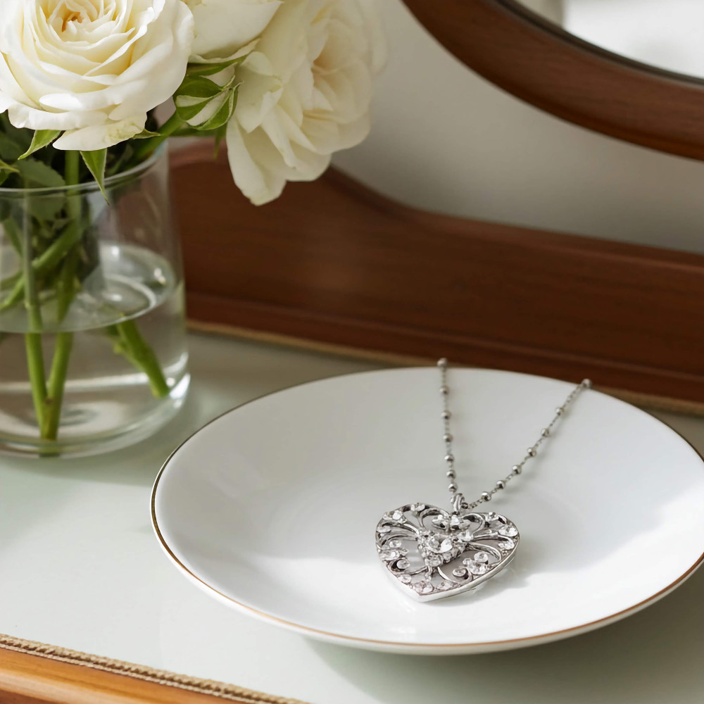 Juliet Crystal Heart Necklace by Anne Koplik | The Shops at Colonial Williamsburg