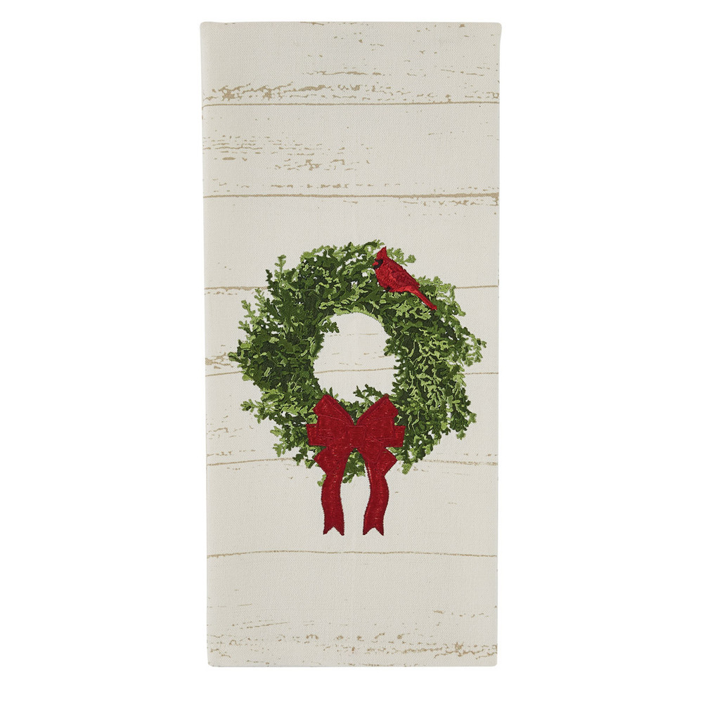 Wreath with Cardinal Kitchen Towel | The Shops at Colonial Williamsburg