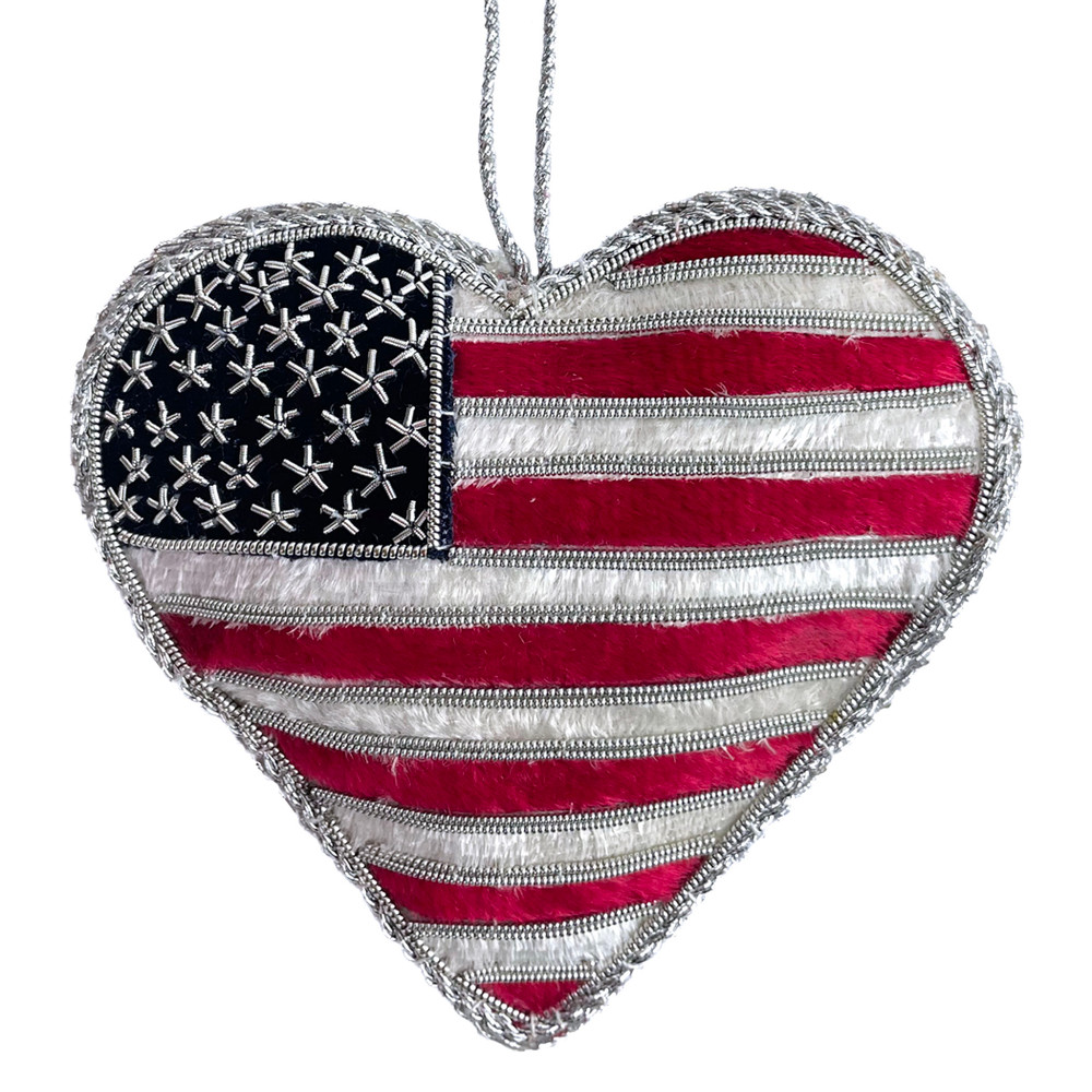 American Flag  Heart Fabric Ornament | The Shops at Colonial Williamsburg
