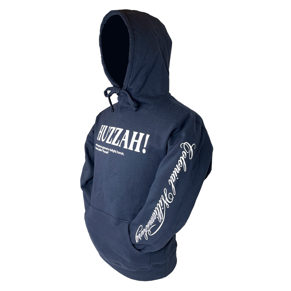 Colonial Williamsburg Navy Blue "Huzzah!" Definition Adult Hoodie Sweatshirt | The Shops at Colonial Williamsburg
