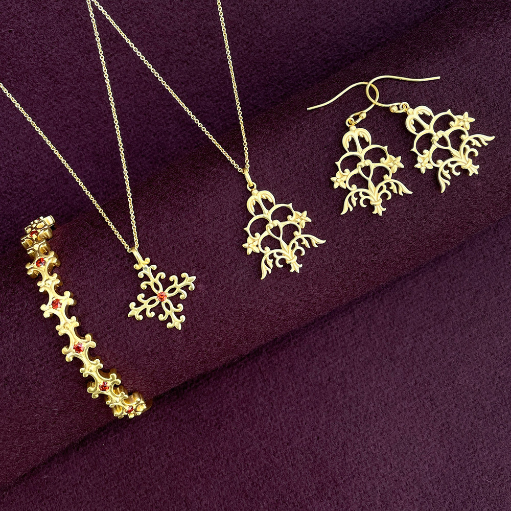 The Queen's Jewelry - Gold Plated Sterling Silver Flourish Earrings | The Shops at Colonial Williamsburg