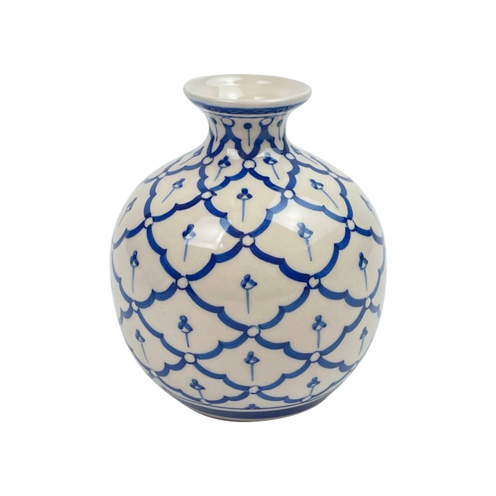 Blue and White Porcelain Geometric Bubble Vase | The Shops at Colonial Williamsburg