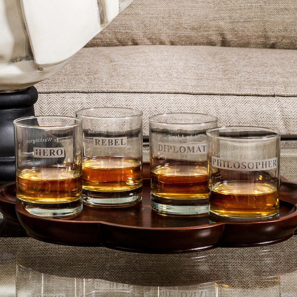 Nation Builders Double Old Fashioned Glasses, Set of 4 | The Shops at Colonial Williamsburg