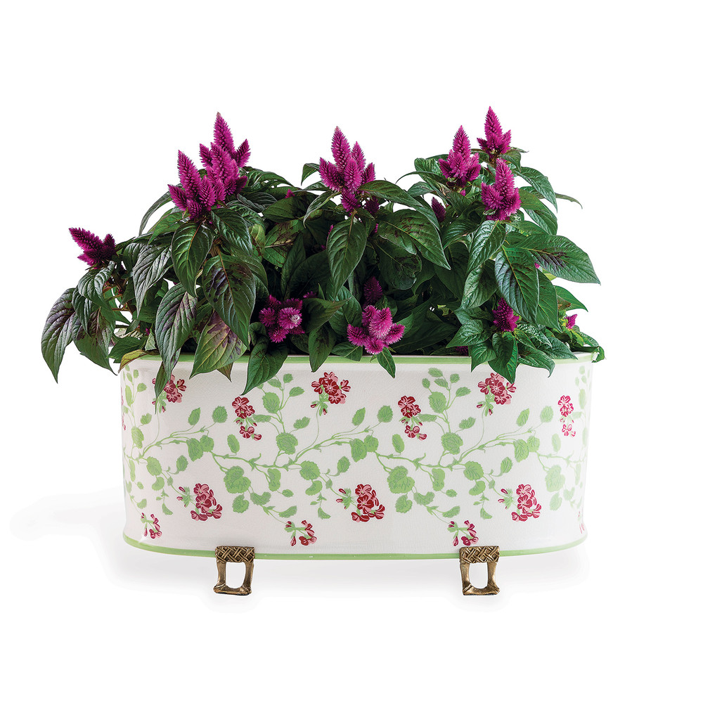 WILLIAMSBURG Geranium Trellis Oval Planter by Port 68